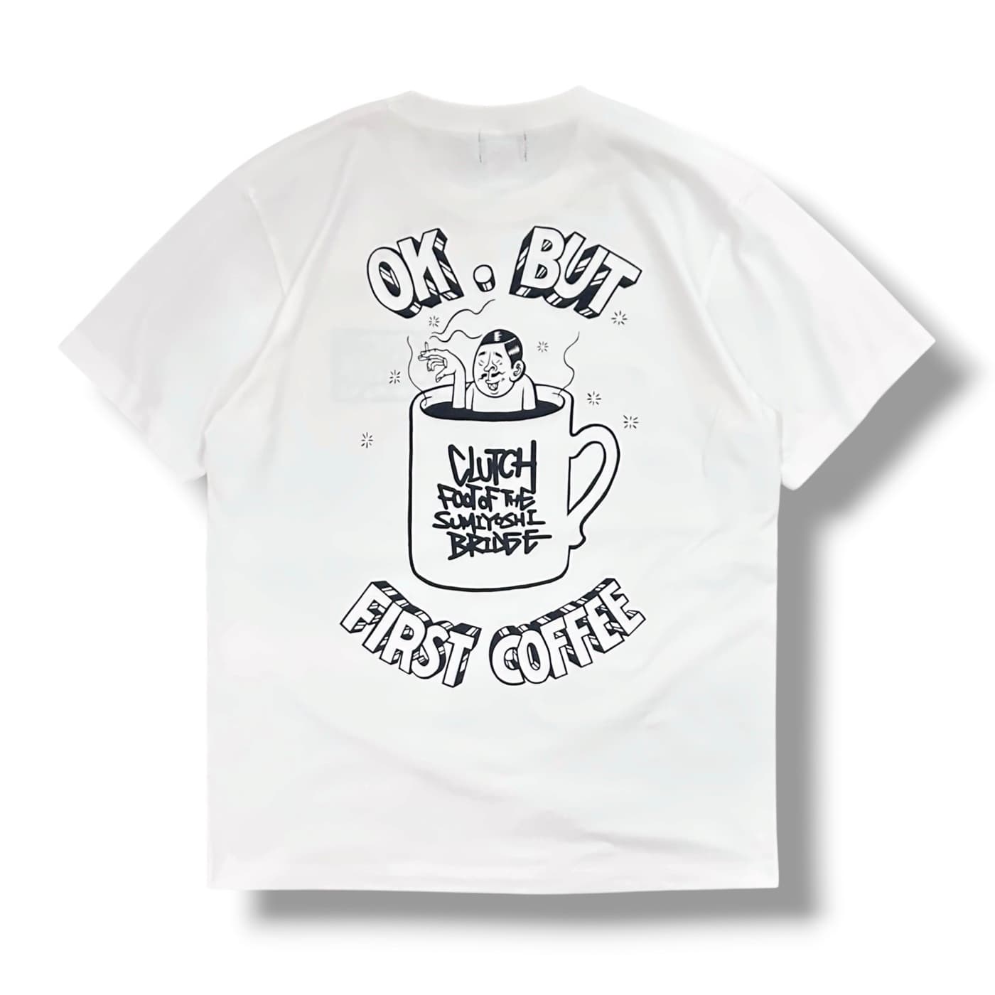 COFFEE SHOP CLUTCH original white T-shirt back print