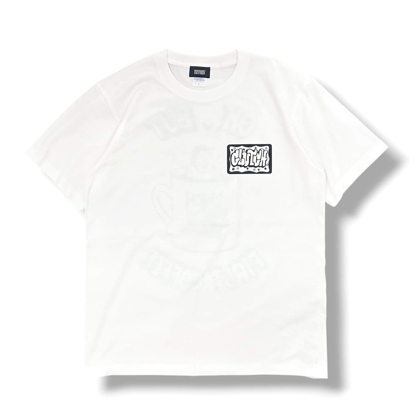 COFFEE SHOP CLUTCH original white T-shirt front